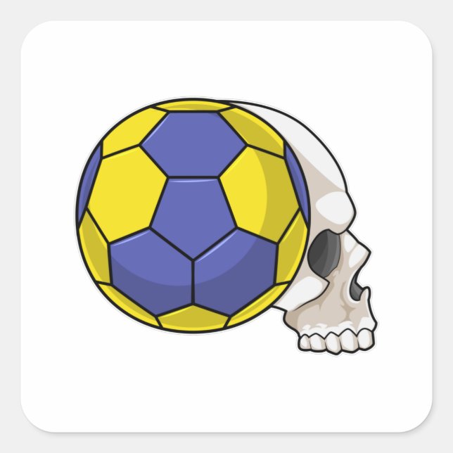 Skull mit Handball Sport Quadratischer Aufkleber (Vorderseite)