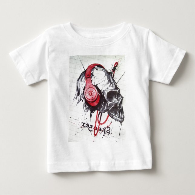 Skull mit Kopfhörer-Design Baby T-shirt (Vorderseite)