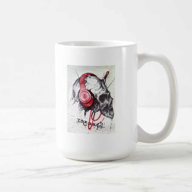 Skull mit Kopfhörer-Design Kaffeetasse (Rechts)