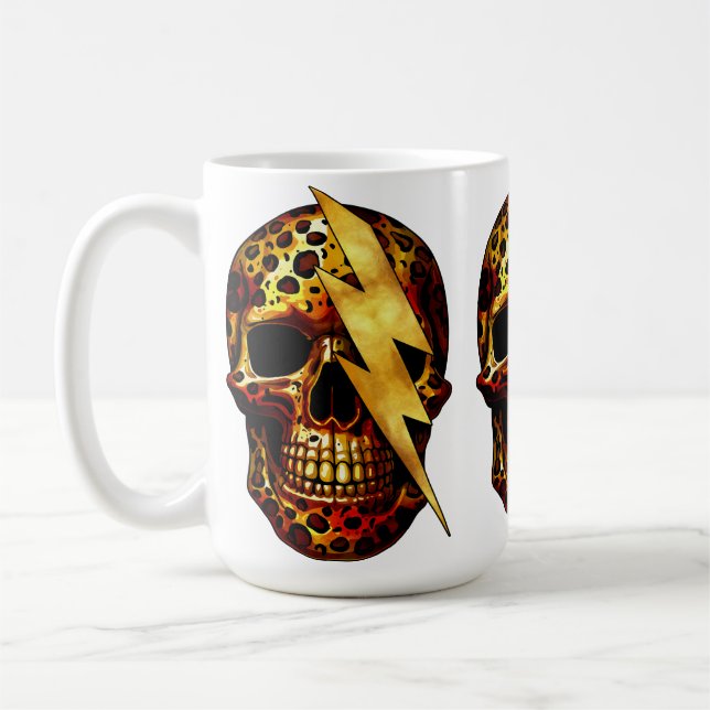 Skull mit Leopard Print & Gold Spark Kaffeetasse (Links)