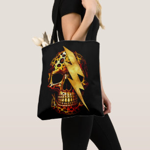 Skull mit Leopard Print & Gold Spark Tasche