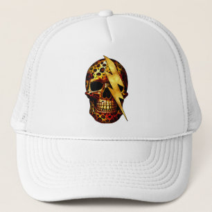 Skull mit Leopard Print & Gold Spark Truckerkappe