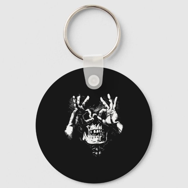 Skull mit Ok Muster Graphic Schlüsselanhänger (Vorderseite)