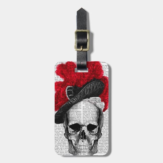 Skull mit Red Hat Gepäckanhänger (Vorderseite vertikal)