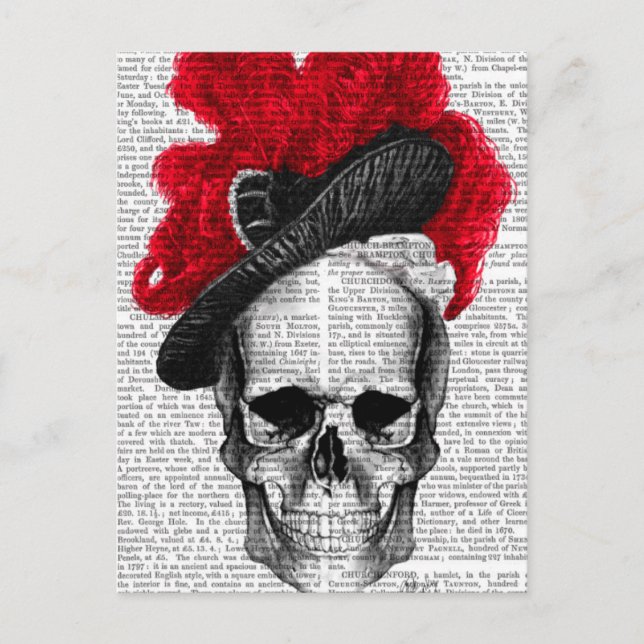 Skull mit Red Hat Postkarte (Vorderseite)