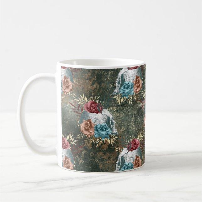 Skull mit Rose Blume Kaffeetasse (Links)