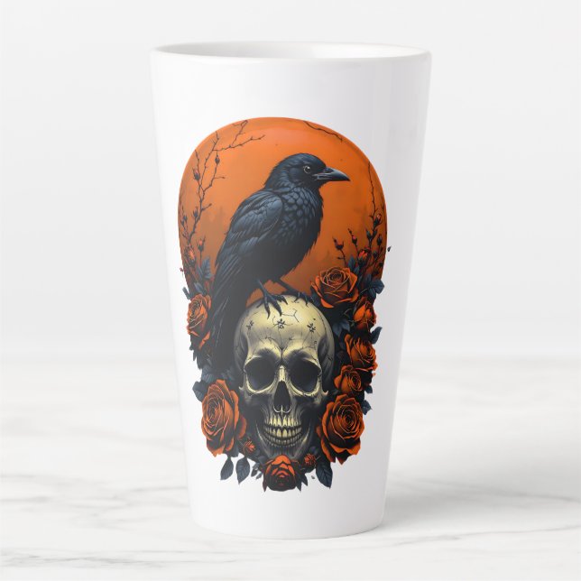 Skull mit Rose & Crow Gothic-Tasse Milchtasse (Vorderseite)