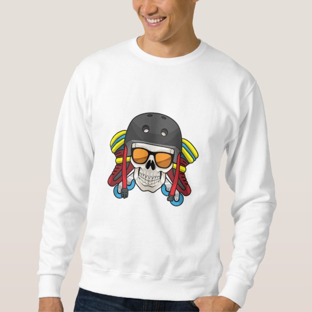 Skull mit Sonnenbrille & Inline-Skaten Sweatshirt (Vorderseite)