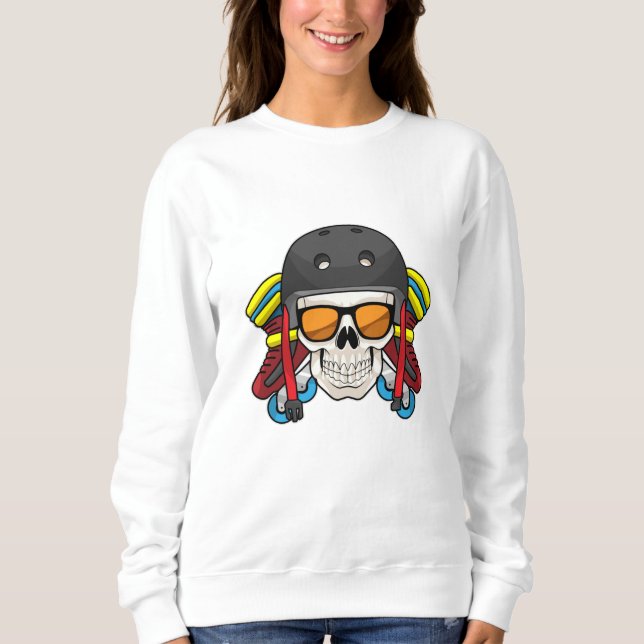 Skull mit Sonnenbrille & Inline-Skaten Sweatshirt (Vorderseite)