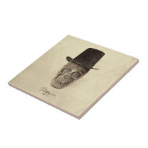 Skull mit Top Hat Gothic Vintag Sepia Textur