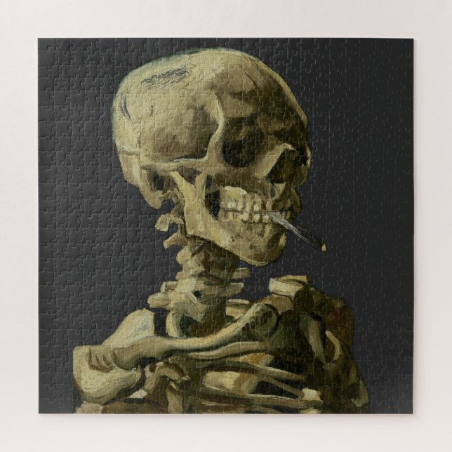 Skull mit Zigarette von Van Gogh (Vertikal)