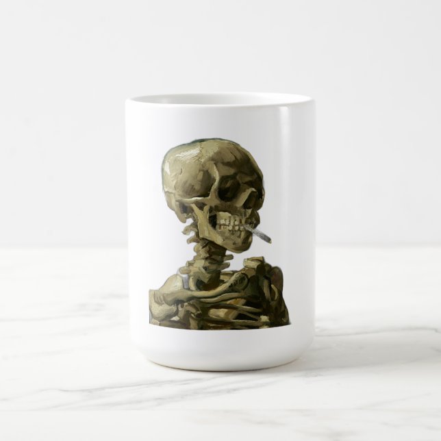 Skull mit Zigarette von Van Gogh Kaffeetasse (Mittel)