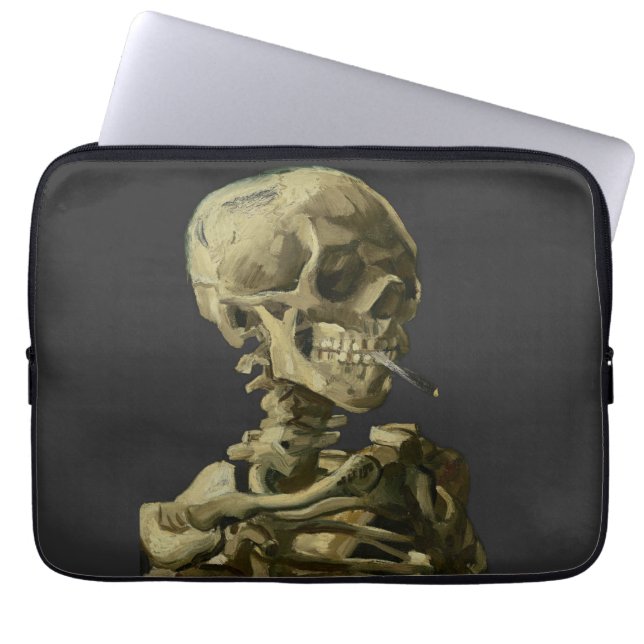 Skull mit Zigarette von Van Gogh Laptopschutzhülle (Vorderseite)