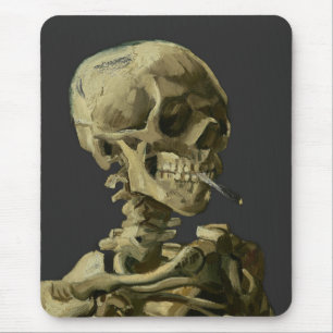 Skull mit Zigarette von Van Gogh Mousepad