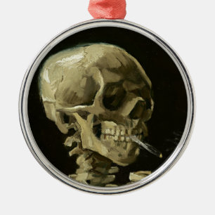 Skull mit Zigarette von Van Gogh Ornament Aus Metall