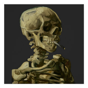 Skull mit Zigarette von Van Gogh Poster