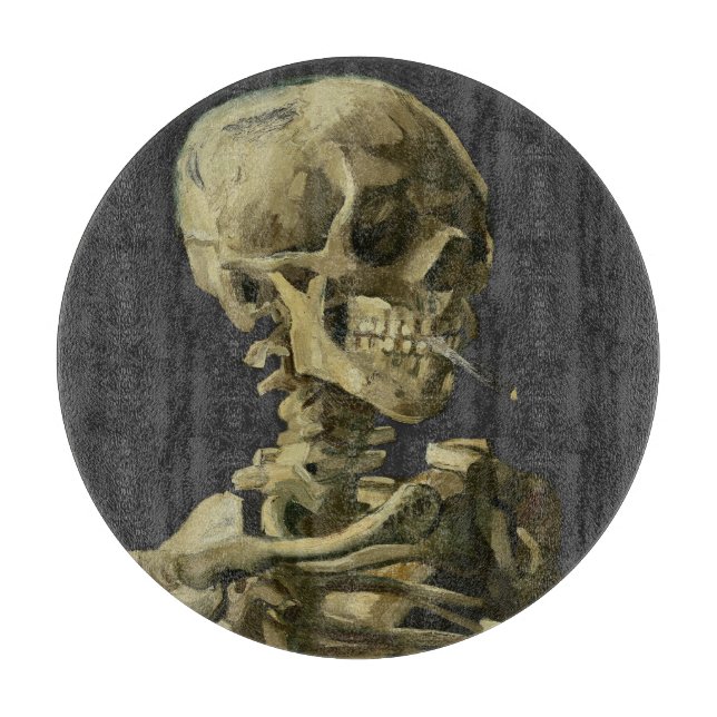 Skull mit Zigarette von Van Gogh Schneidebrett (Vorderseite)