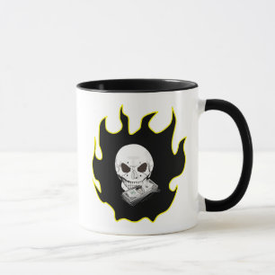 Skull Money Flame Death Biker Style Black Yellow Tasse