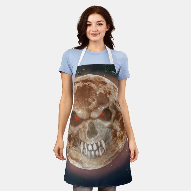 Skull Moon Halloween Schürze (Getragen)