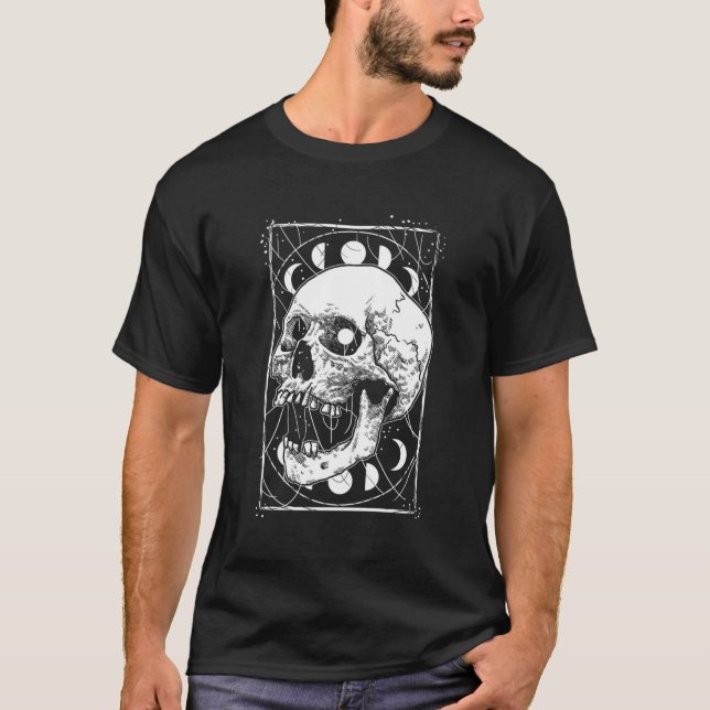 Skull Moon Phases Pastel Goth Gothic Occult Wicca T-Shirt (Vorderseite)