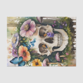 Skull Mushroom Floral Art Seidenpapier