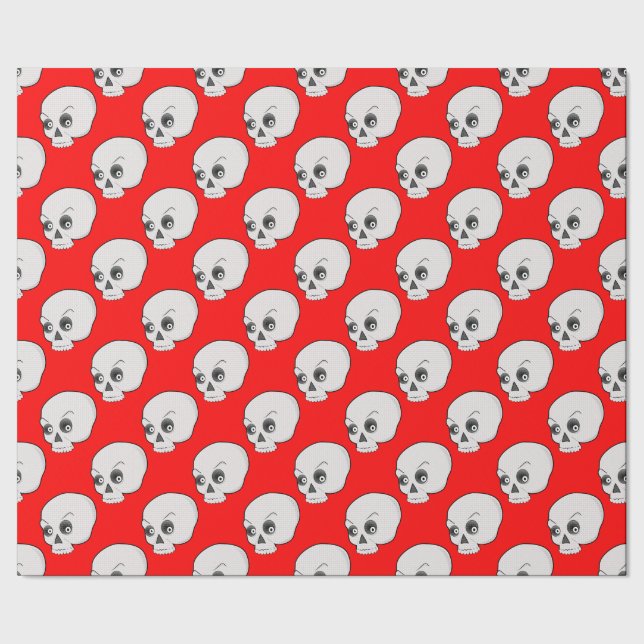 Skull-Muster auf rotem Hintergrund Geschenkpapier (Saum)