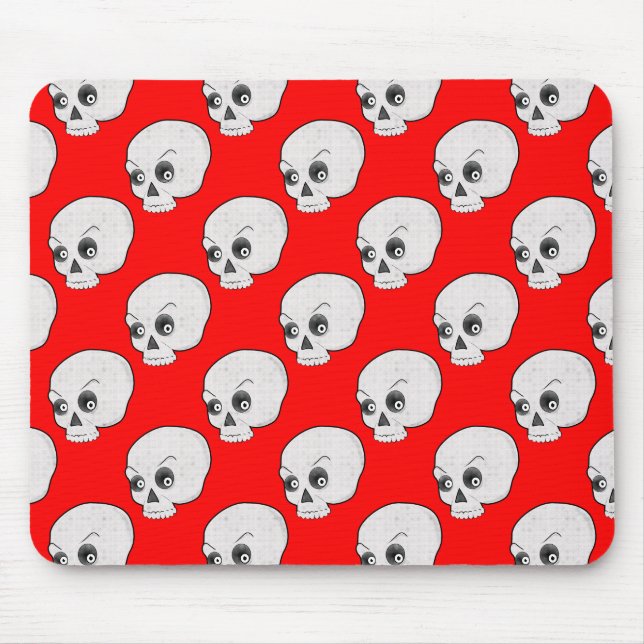 Skull-Muster auf rotem Hintergrund Mousepad (Vorne)