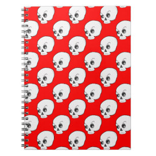 Skull-Muster auf rotem Hintergrund Notizblock