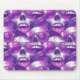 Skull Muster Design mit Lila Sonnenbrille Mousepad