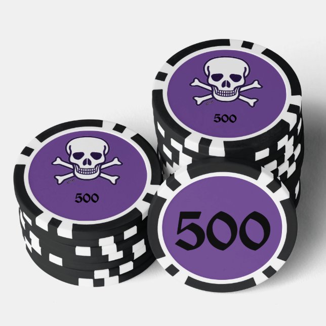 Skull-n-Bones 500 lila gestreifter Poker-Chip Pokerchips (Stapel)
