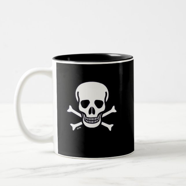 Skull n Bones Black 2-Tönige rechte Kaffee Tasse (Links)