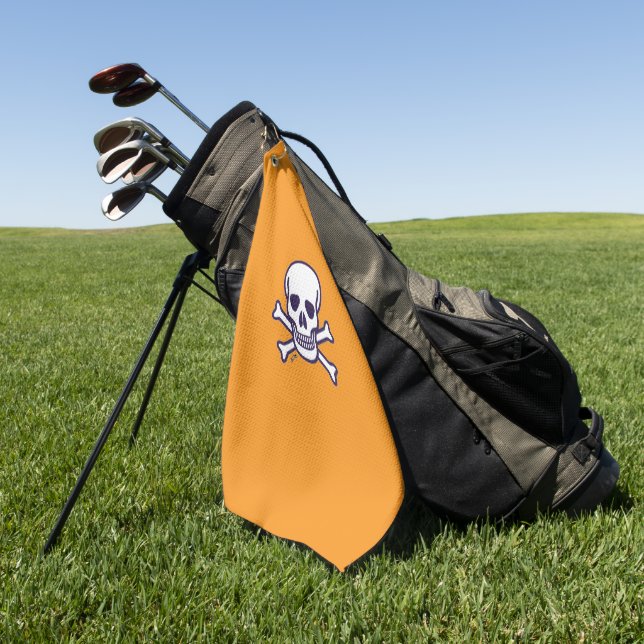 Skull n Bones orange Golf Handtuch (Gras)