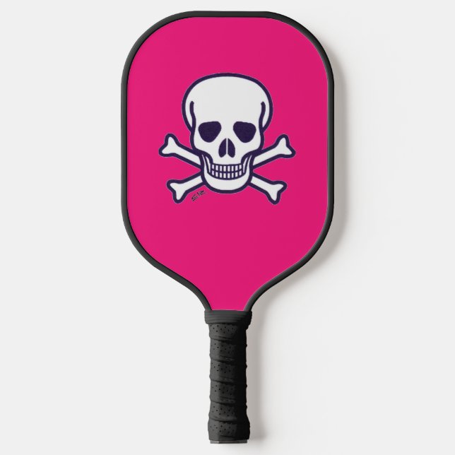 Skull n Bones Pink und Black Pickleball Paddel Schläger (Vorderseite)