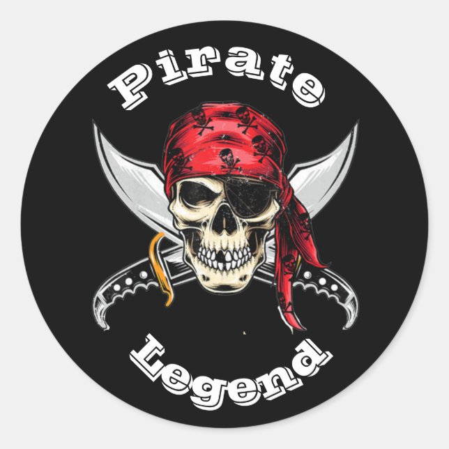 Skull n bones Pirate Legend Classic Round Sticker (Vorderseite)