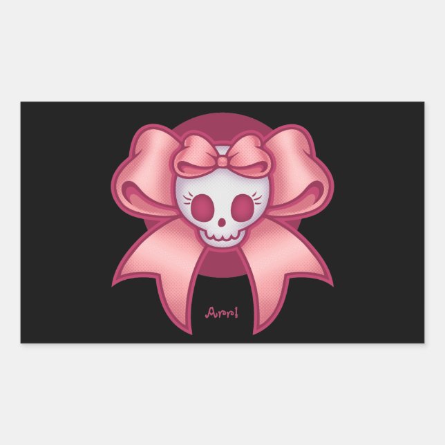 Skull 'n Bows Rechteckiger Aufkleber (Vorderseite)