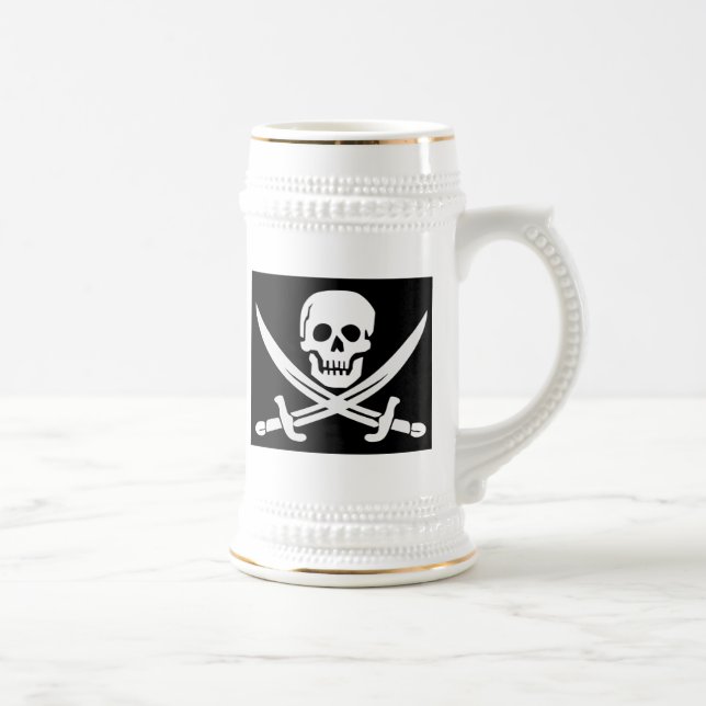 SKULL N CROSSBONES PIRATE BIER STEIN BIERGLAS (Rechts)