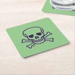 Skull n Knochen grünes Papier Quadrat trinken Coas Rechteckiger Pappuntersetzer