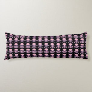 Skull n Knochen rosa schwarzes Kissen