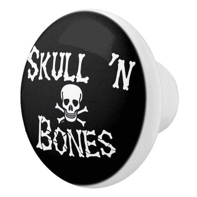 Skull n Knochen Schwarz w Keramik Knopf Keramikknauf (Rechts)