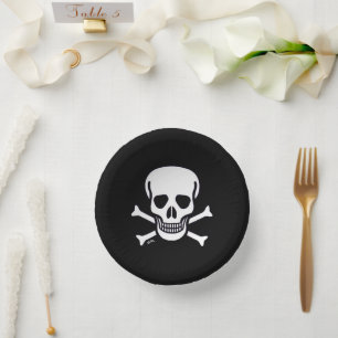 Skull n Knochen Schwarze Papierschale Pappteller