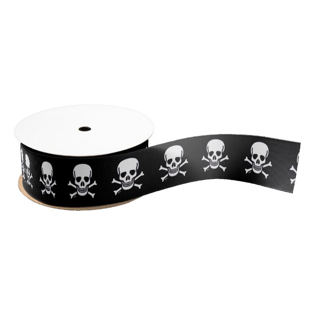 Skull n Knochen schwarzer Bandspool Ripsband (Spule)