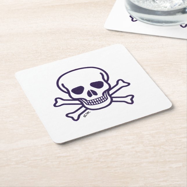 Skull n Knochen Weißpapier trinken Bänder Rechteckiger Pappuntersetzer (angewinkelt)