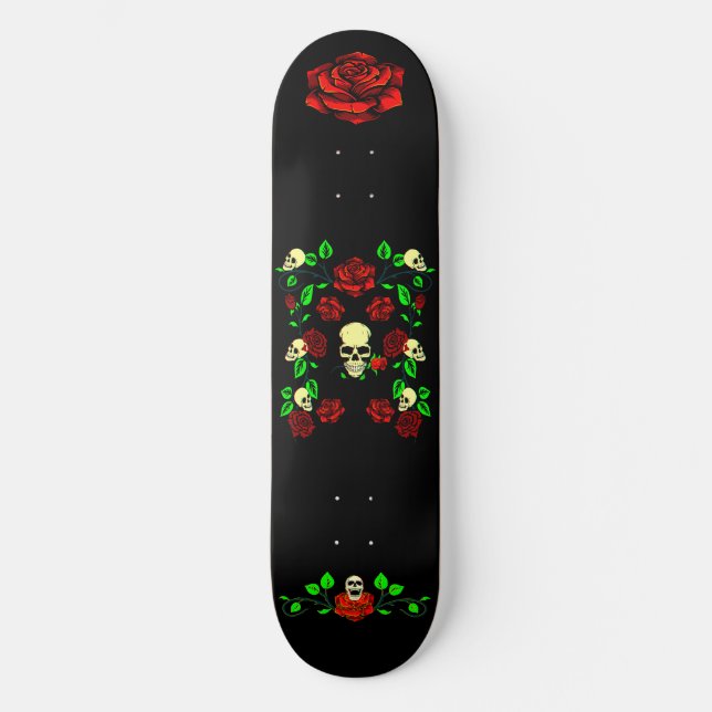Skull N Rose 3D Skateboard (Vorderseite)