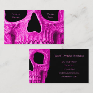 Skull Nah Up Gothic Neon Pink Black Tattoo Shop Visitenkarte