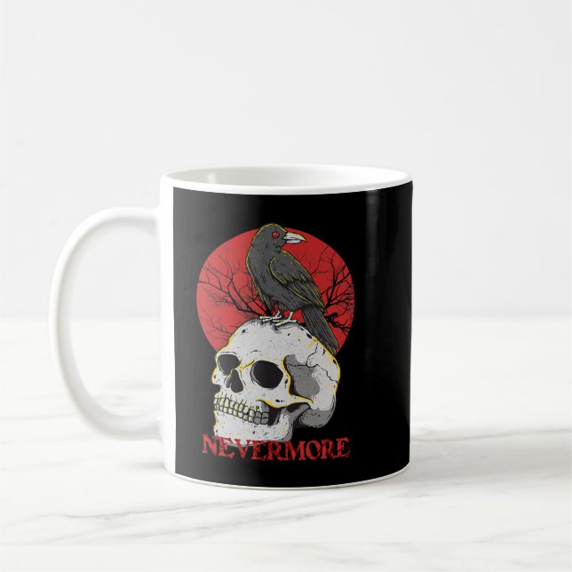 Skull Nevermore Gothic Crow Raven Skull Head Emo P Kaffeetasse (Links)