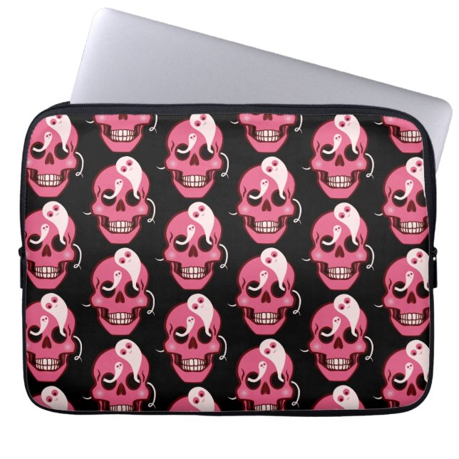 Skull Niedlich Goth Halloween Pattern Laptopschutzhülle (Vorderseite)