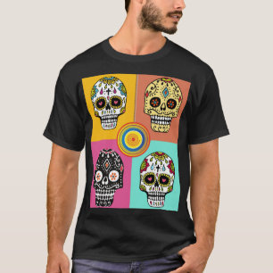 Skull On, mexikanische Coole Skulpturen T-Shirt