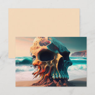Skull on the beach dankeskarte