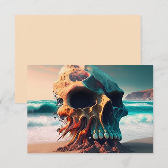 Skull on the beach dankeskarte (Vorne/Hinten)