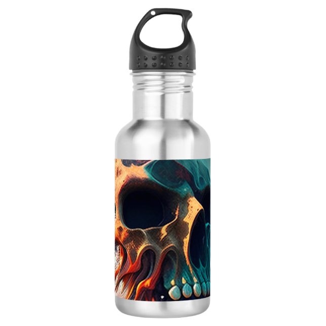 Skull on the Beach Edelstahlflasche (Vorderseite)